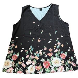 Shein Black Tank with Floral Pattern